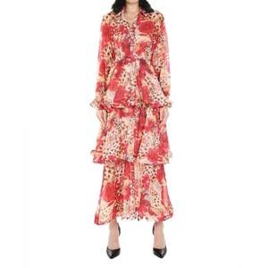 NEW BEULAHSTYLE smocked floral tiered dress in red